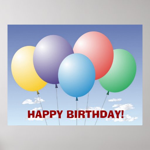 Balloons Birthday Banner Poster | Zazzle