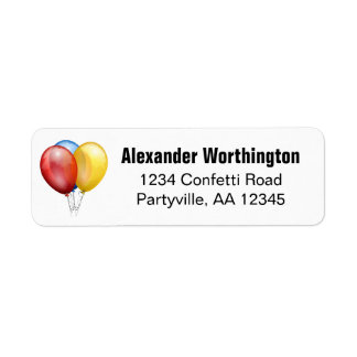 Balloons Birthday Black Address Label