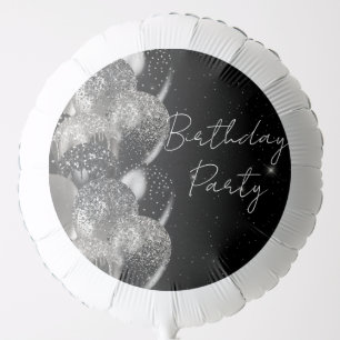 Balloons Birthday Black Silver Glitter Party