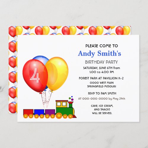Balloons Birthday Boy Party Invitation