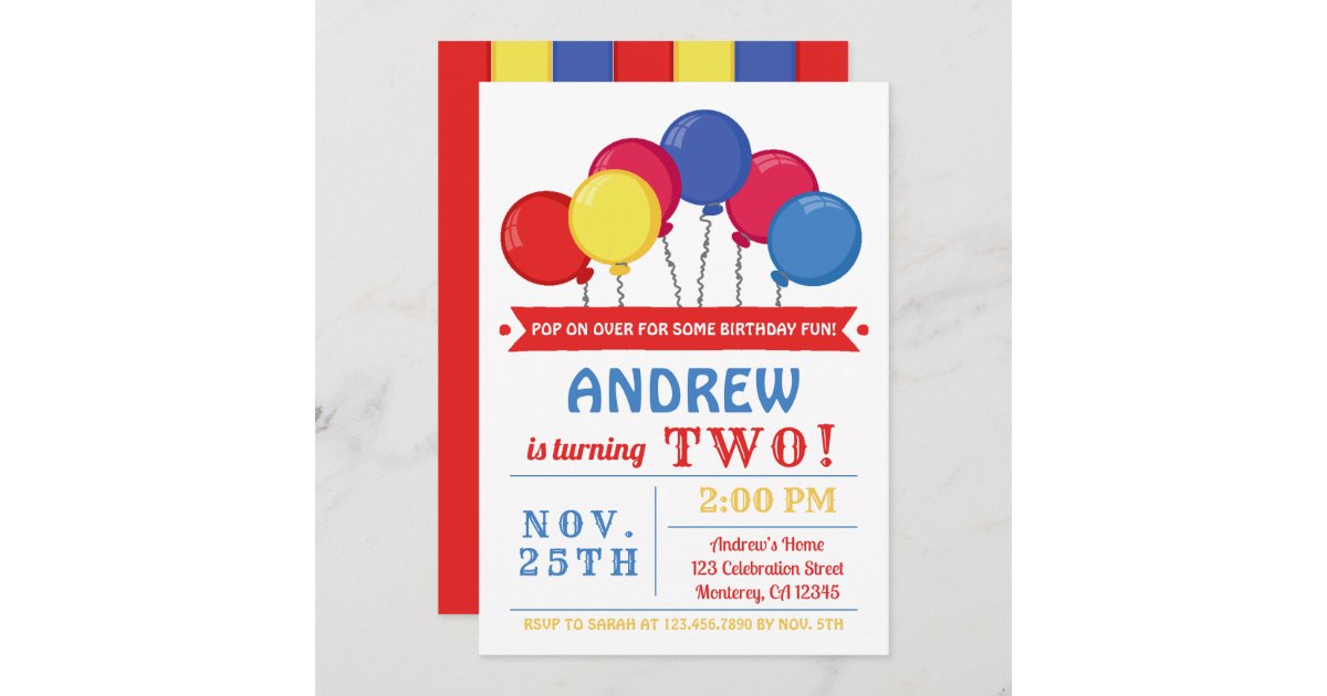 Balloons Birthday Party Invitation