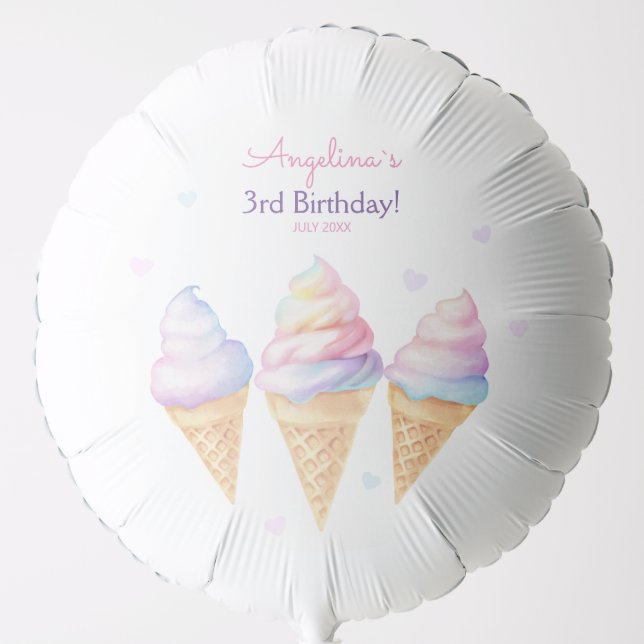 Balloons birthday party with sweet ice cream. (Front)