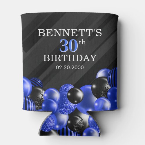Balloons Black Blue Can Cooler