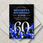 Balloons Blue 60th Birthday Invitation<br><div class="desc">Bunches and bunches of balloons—this design just doesn't hold back! Featuring bold numbers and elegant typography in a space that's literally overflowing with balloons, this design is an instant party-starter. The blue and black color scheme and retro typography set a classic, stylish tone for your event. Perfect for the modern...</div>