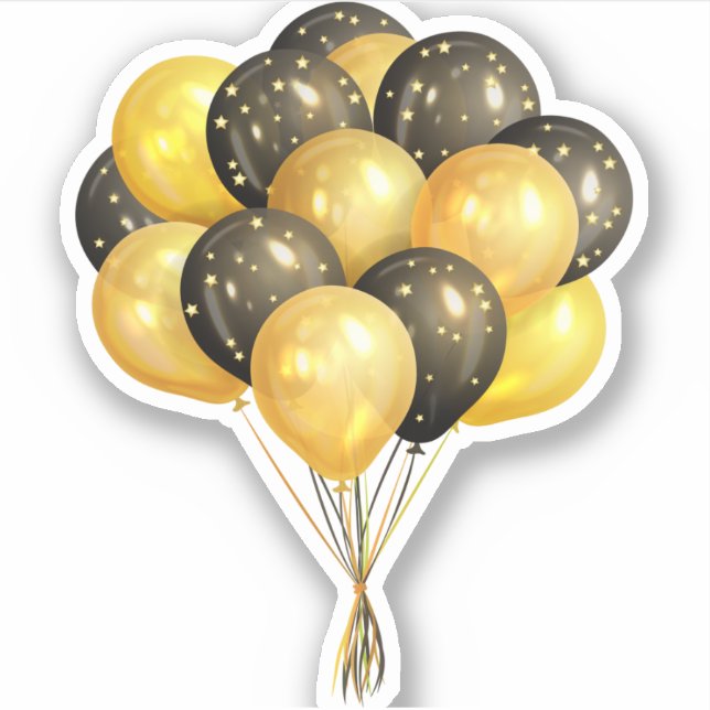 Balloons, celebration black and gold sticker (Front)