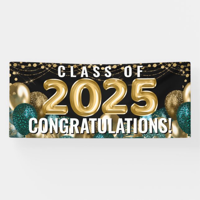 Balloons Class 2025 Graduation Banner (Horizontal)