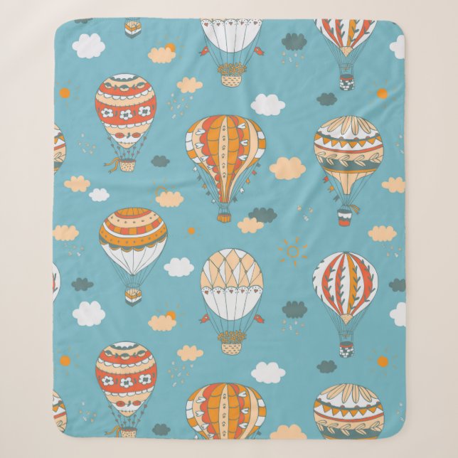 Balloons color pattern sherpa blanket (Front)