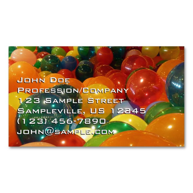 Balloons Colorful Party Design Business Card Magnet (Front)