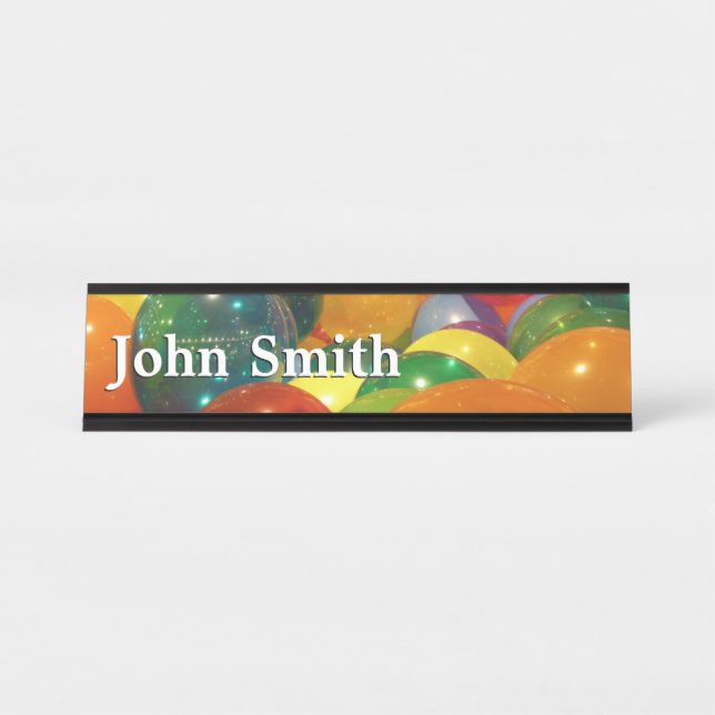 Balloons Colorful Party Design Desk Name Plate (Front)