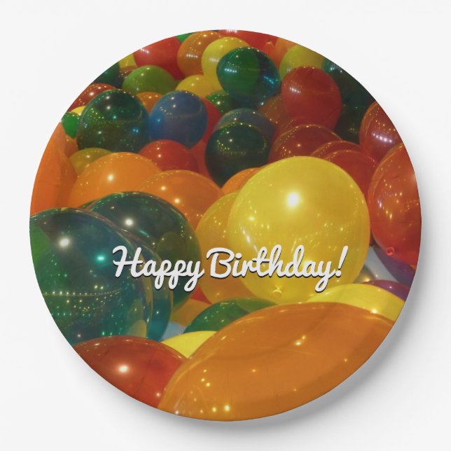Balloons Colorful Party Design Paper Plates (Front)