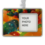 Balloons Colorful Party Design Silver Plated Framed Ornament