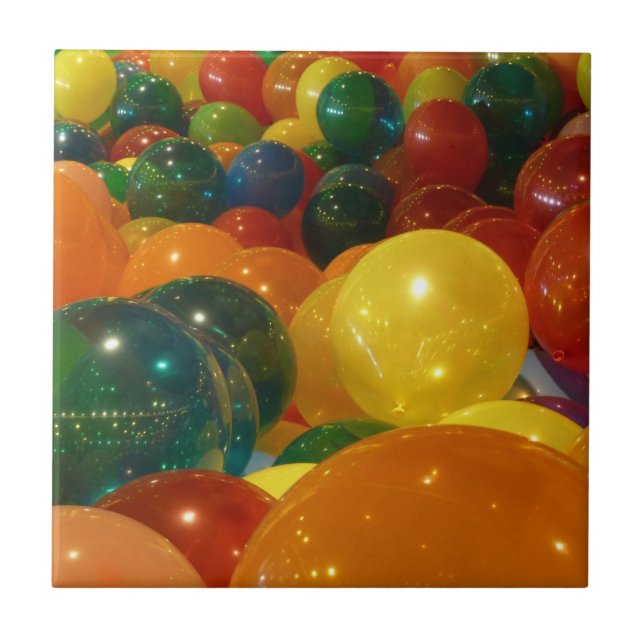 Balloons Colorful Party Design Tile (Front)
