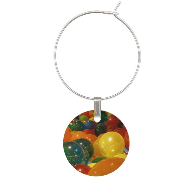 Balloons Colorful Party Design Wine Charm (Front)