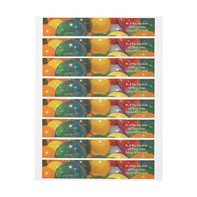Balloons Colorful Party Design Wrap Around Label (Sheet)