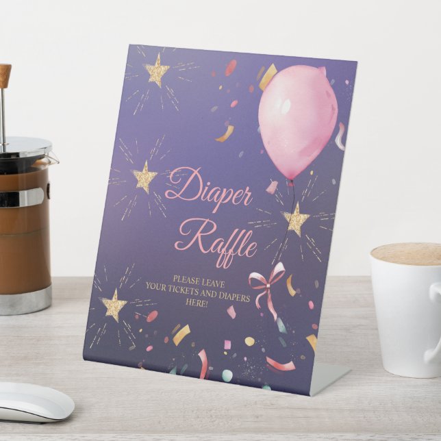 Balloons & Confetti Diaper Raffle Sign (In SItu)