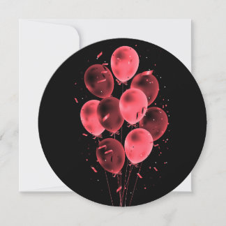 Balloons & Confetti Negative Round Greeting Cards