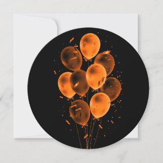 Balloons & Confetti Negative Round Greeting Cards