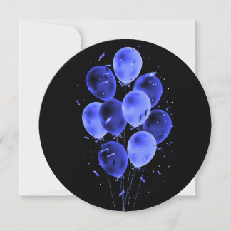 Balloons & Confetti Negative Round Greeting Cards