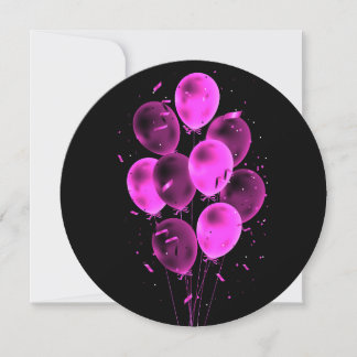 Balloons & Confetti Negative Round Greeting Cards