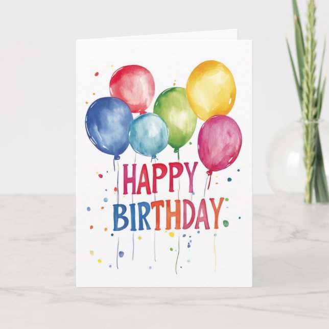 Balloons & Dots Birthday Card (Front)
