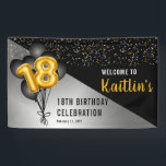 Balloons Elegant Black | Gold 18th Birthday Party  Banner<br><div class="desc">Black balloons as a back drop to gold tone number balloons lend a dramatic flair to this 18th Birthday Party design. Composite design by Holiday Hearts Designs (rights reserved). Other age numbers are available in our shop. If you don't see a design for the particular age you are looking for,...</div>