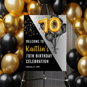 Balloons Elegant Black Gold 70th Birthday Party Foam Board