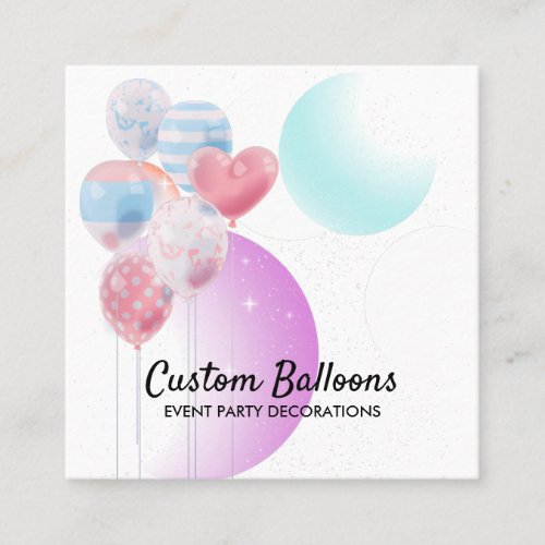 Balloons Event Party Decoration Organisation Square Business Card