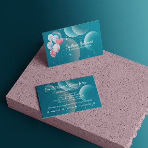 Balloons Event Party Planner Decor Navy Green Business Card