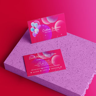 Balloons Event Party Planner Decor neon Pink Business Card