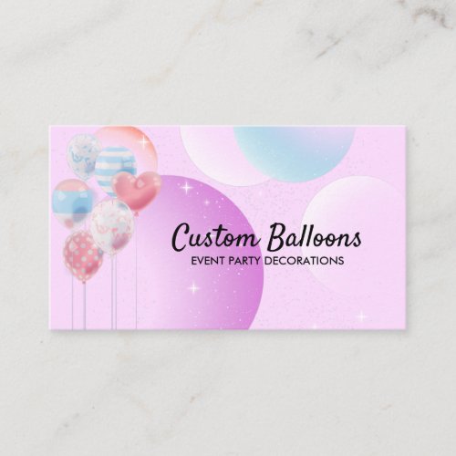 Balloons Event Party Planner Decoration light pink Business Card