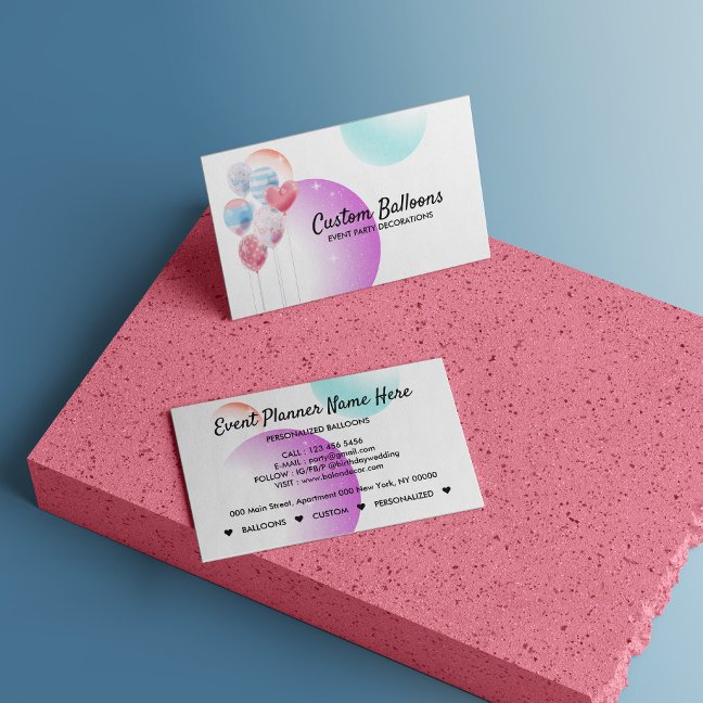 Balloons Event Party Planner Decoration Service Business Card