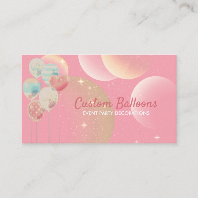 Balloons Event Party Planner retro pink Business Card
