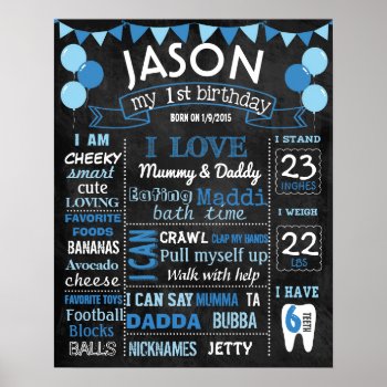 Balloons First Birthday Chalkboard Sign by 10x10us at Zazzle