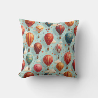 balloons floating in the sky throw pillow