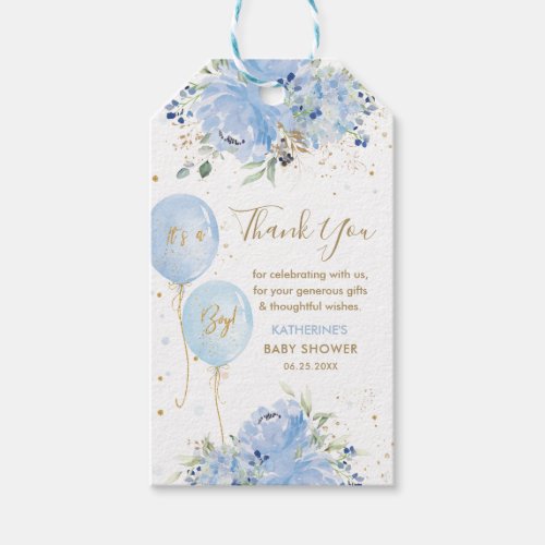 Balloons Floral Boy Baby Shower Thank You Favor Gift Tags