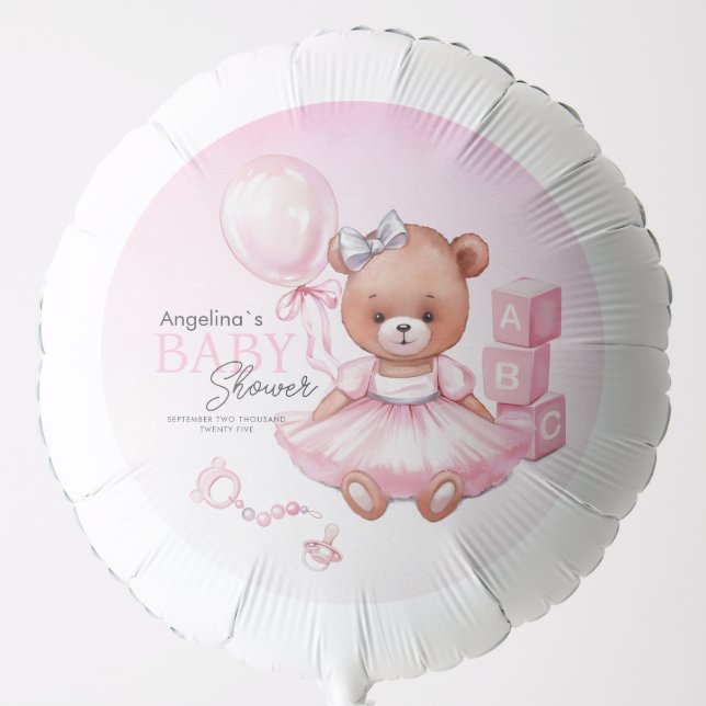 Balloons for baby shower teddy bear. (Front)