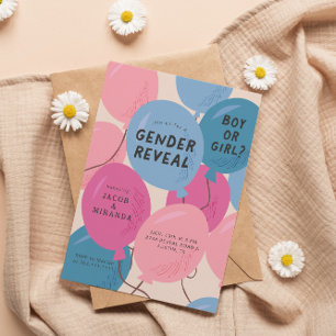 Balloons Gender Reveal Invitation
