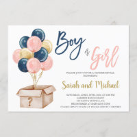 Balloons Gender reveal Invitation