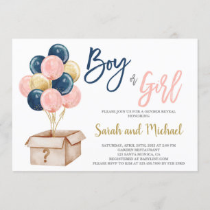Balloons Gender reveal Invitation
