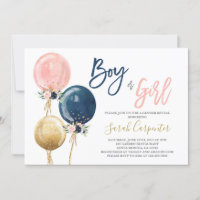 Balloons Gender Reveal invitation