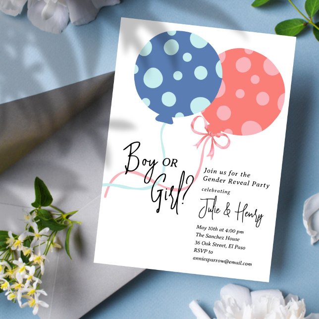 Balloons Gender Reveal Party Invitation (Creator Uploaded)