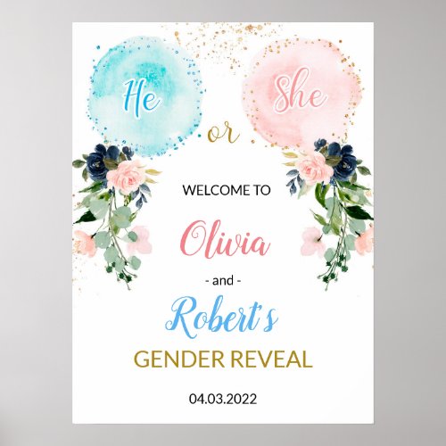 Balloons Gender Reveal Welcome Poster