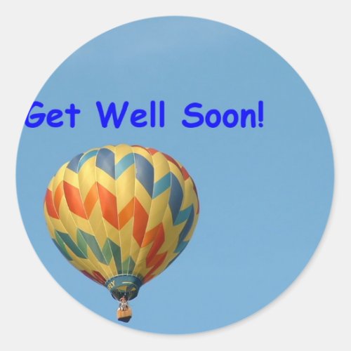 Balloons get well soon classic round sticker