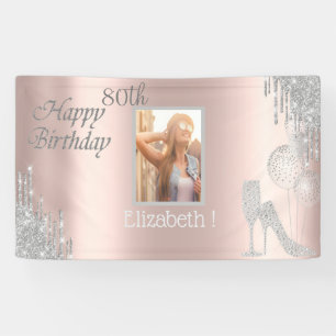 Balloons, Glass,Heel,Drips Rose Gold Photo Banner