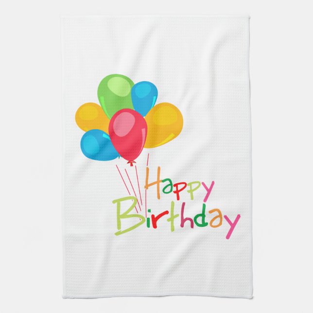 Balloons Happy Birthday Kitchen Towel (Vertical)