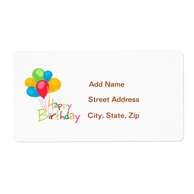 Balloons Happy Birthday Label (Front)