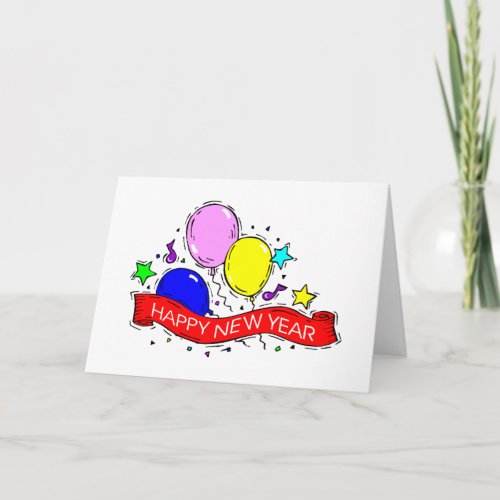 Balloons Happy New Year Greeting Card