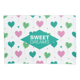 Balloons hearts Green Pink Romantic Pattern Cute Pillow Case