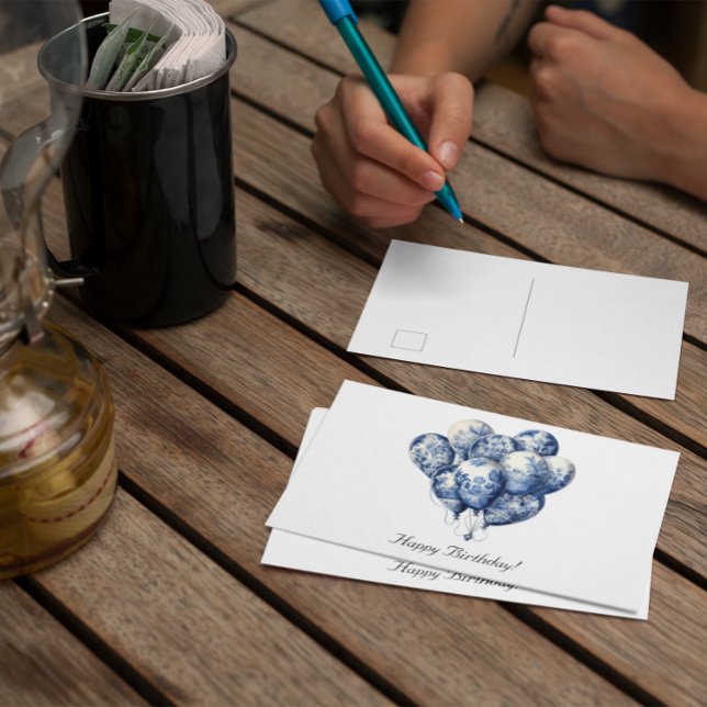 Balloons in Delft Blue customizable Postcard (Creator Uploaded)