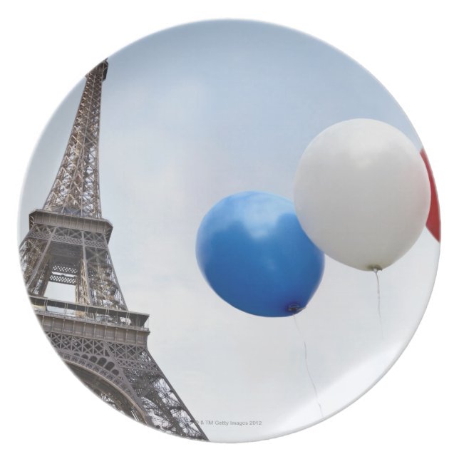Balloons in the colors of the French flag in Dinner Plate (Front)